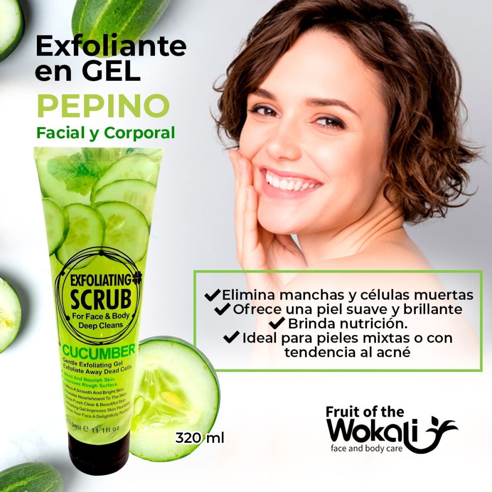 Wokali Exfoliante Facial y Corporal en Gel de Pepino 320ml - Imagen 2