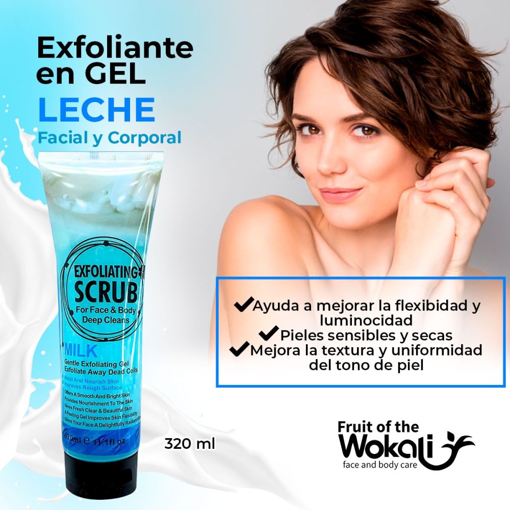Wokali Exfoliante Facial y Corporal en Gel de Leche 320ml - Imagen 2