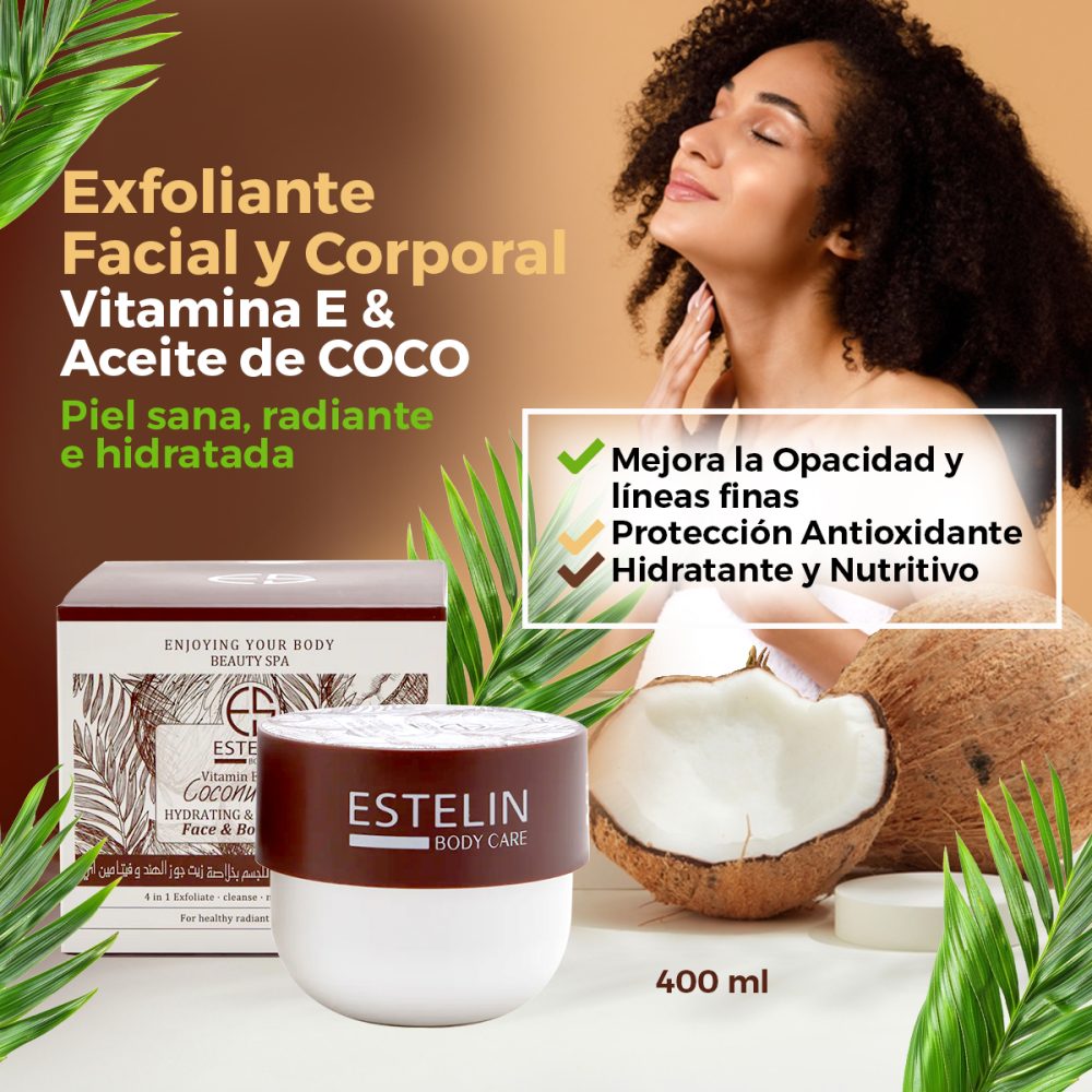 Exfoliante facial y corporal con aceite de coco y vitamina E - Imagen 2