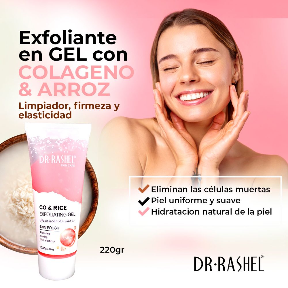 Gel exfoliante facial de colágeno y arroz 220g - Imagen 2